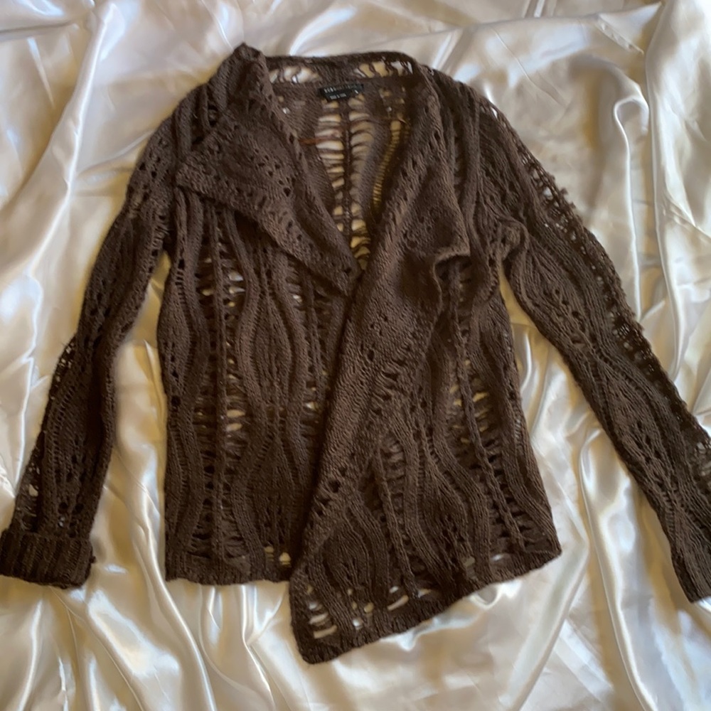 Brown cardigan sweater
